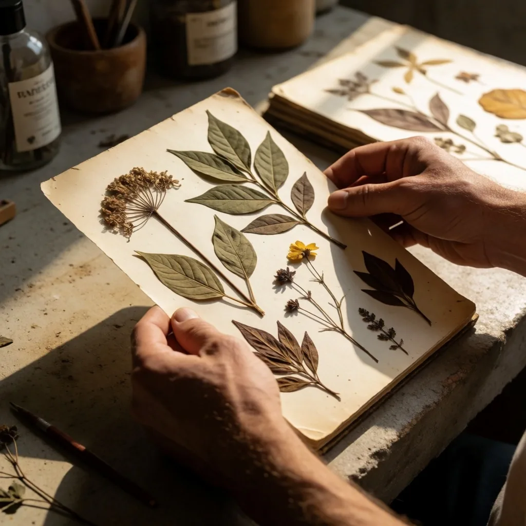 Hands holding herbarium sheet